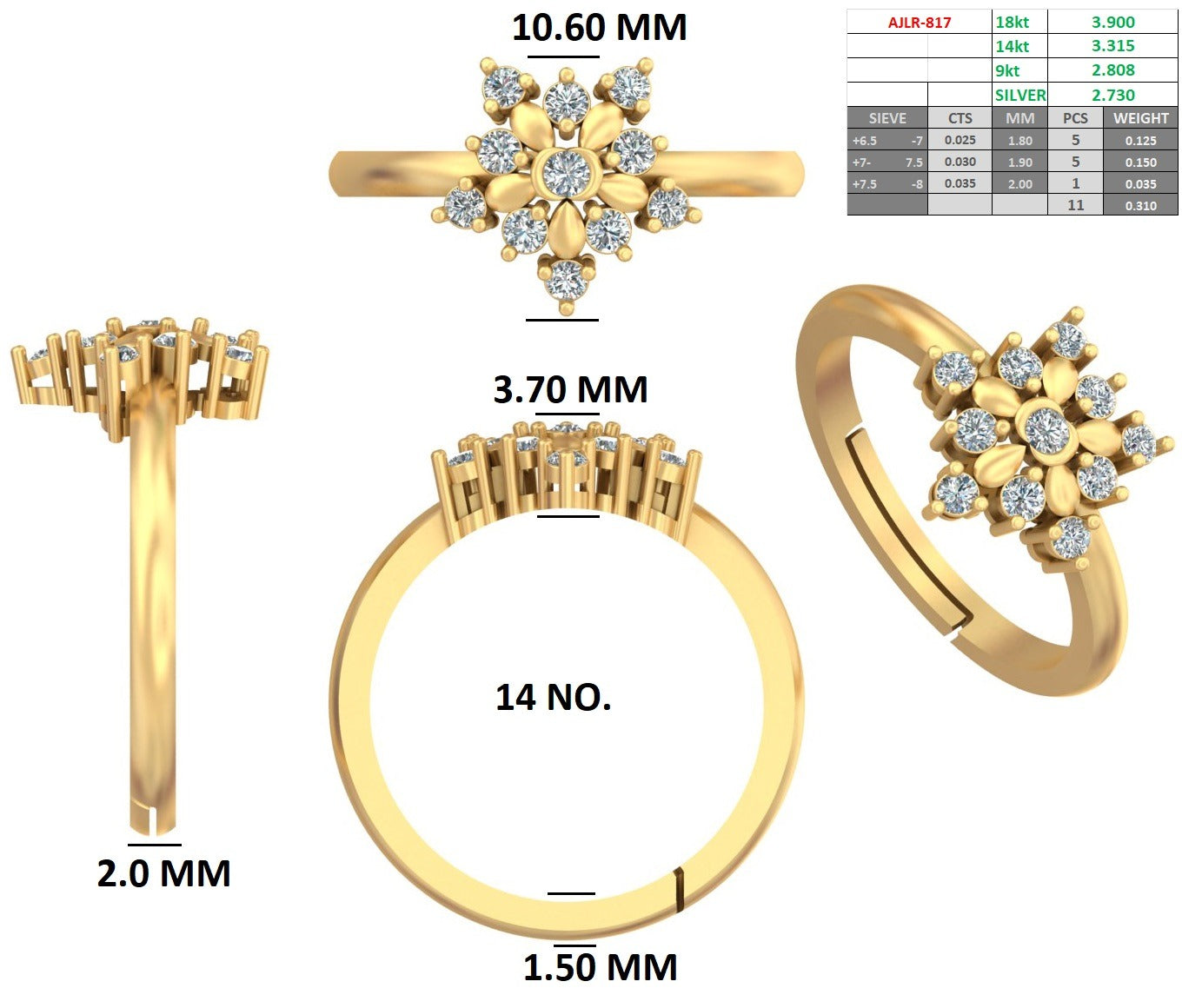 SIlver Diamond Flower