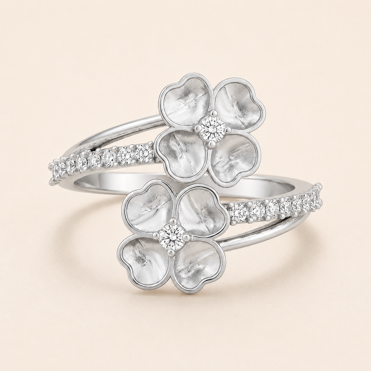 Dual Flower Diamond Ring