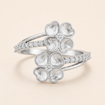 Dual Flower Diamond Ring