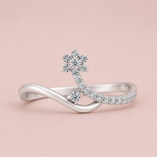 Kashish Blooming Flower Vine Wavy Diamond Ring