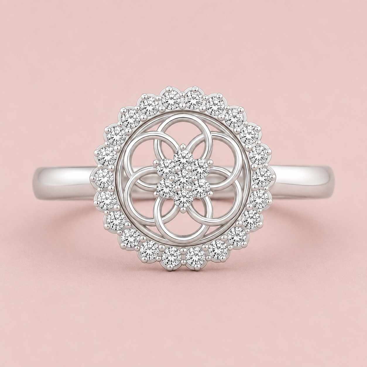 Aurora Bloom Halo Diamond Ring