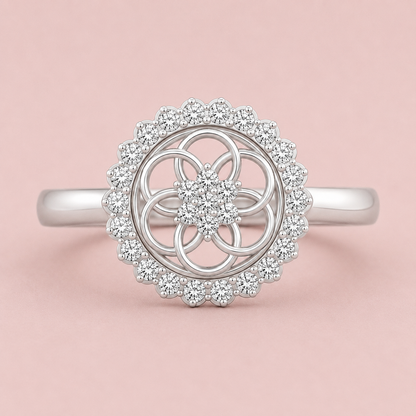 Aurora Bloom Halo Diamond Ring