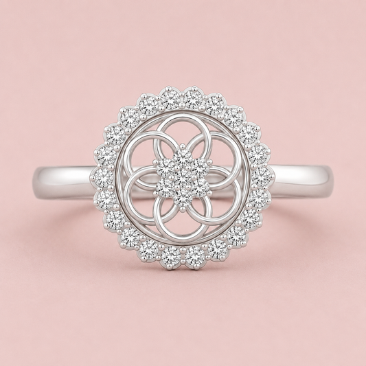 Aurora Bloom Halo Diamond Ring