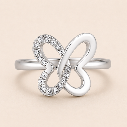 Kashish Interlocking Dual Butterfly Diamond Ring