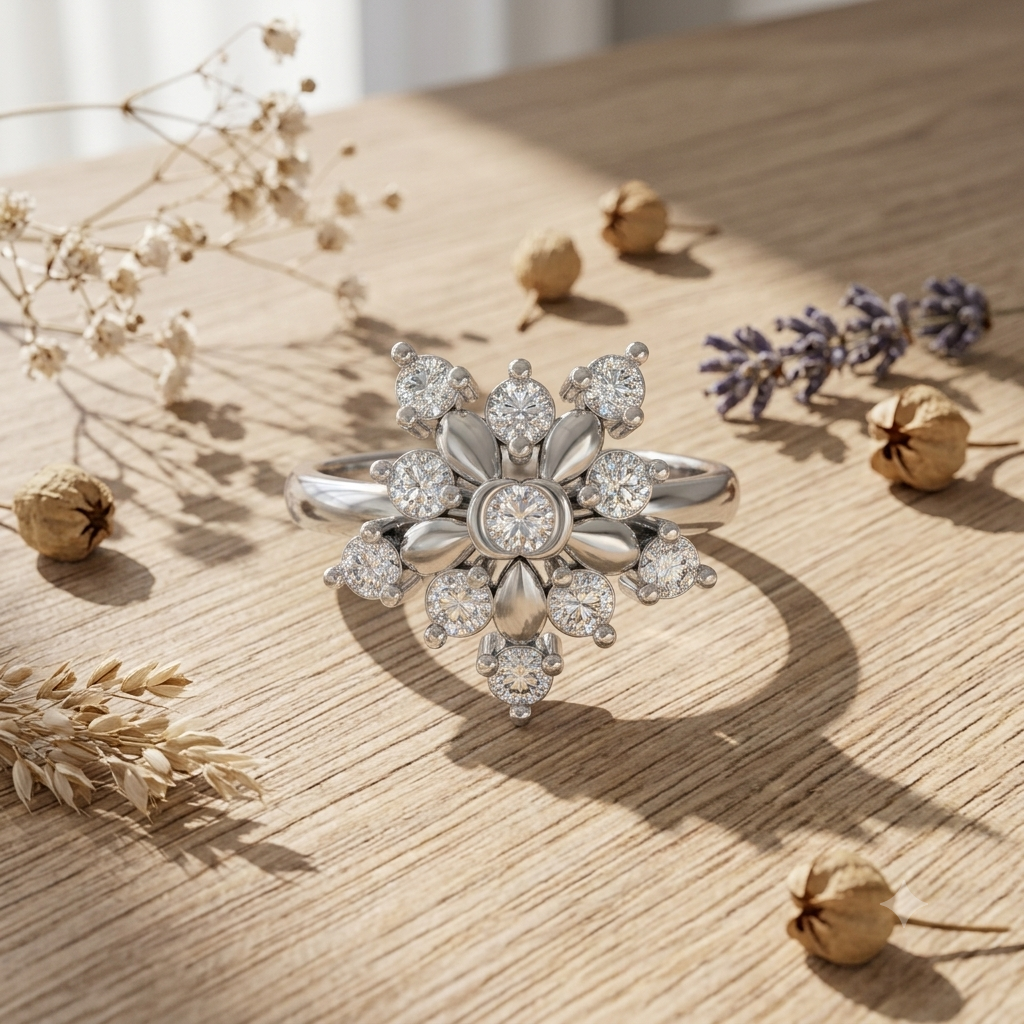 The Kashish Eternal Bloom Diamond Ring – Daily Wear Ring for Women