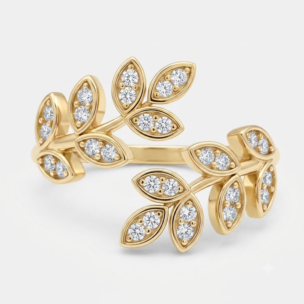 Kashish Olive Branch Leaf Wrap Diamond Ring