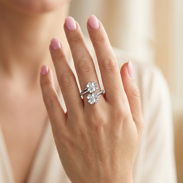Dual Flower Diamond Ring