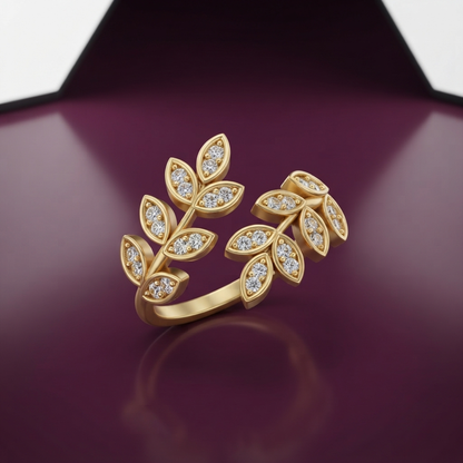 Kashish Olive Branch Leaf Wrap Diamond Ring