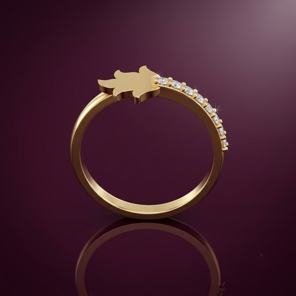 Kashish Royal Lotus Crown Lab Grown Diamond Band Ring