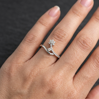 Kashish Blooming Flower Vine Wavy Diamond Ring