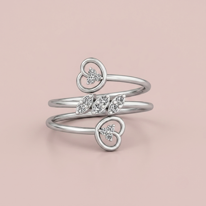 Heart Spiral Diamond Ring