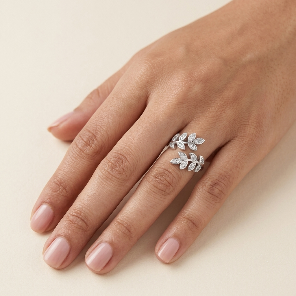 Olive Leaf Diamond Ring