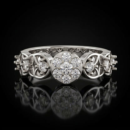 Kashish Floral Eternity Diamond Ring in Gold & 925 Silver