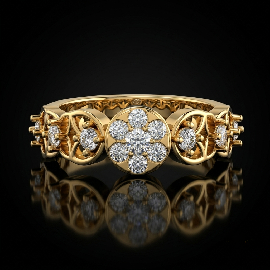 Kashish Floral Eternity Diamond Ring in Gold & 925 Silver