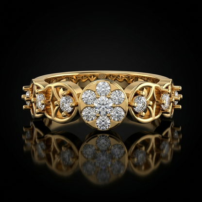 Kashish Floral Eternity Diamond Ring in Gold & 925 Silver