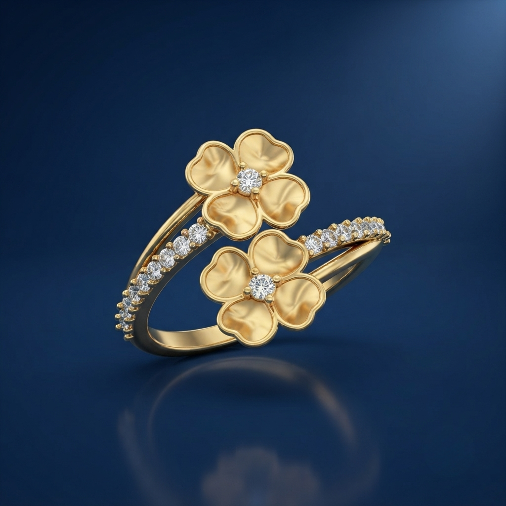 Kashish Twin Clover Dual Flower Diamond Ring