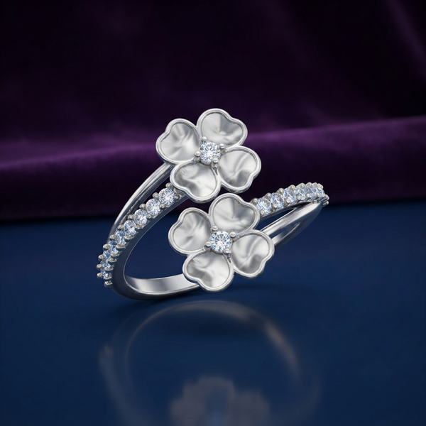Dual Flower Diamond Ring