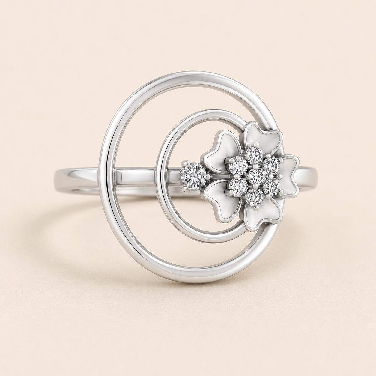 Celeste Bloom Double Circle Diamond Ring