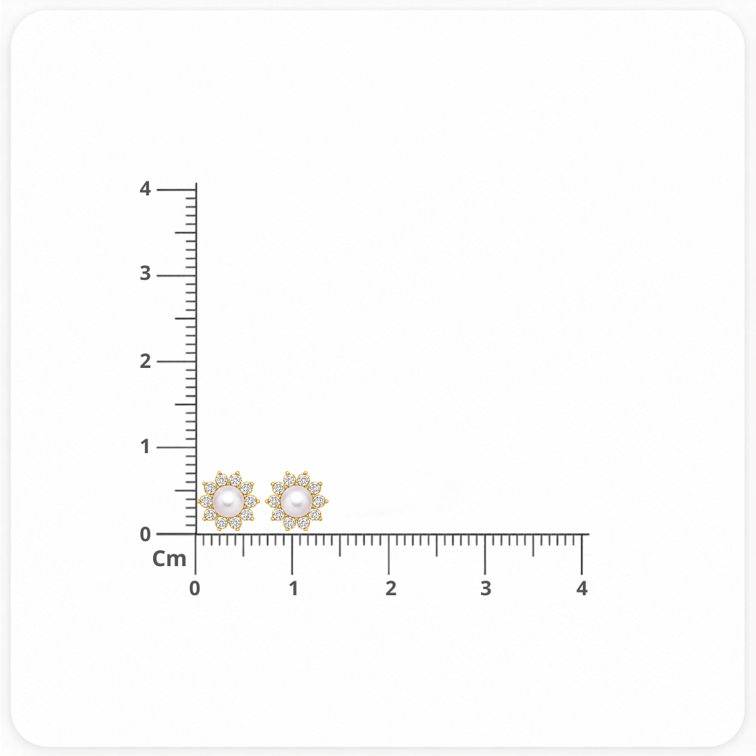 Pearl Blossom Diamond Floral Stud Earrings