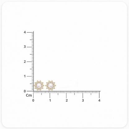 Pearl Blossom Diamond Floral Stud Earrings