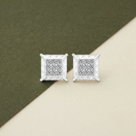 Imperia Square Diamond Stud Earrings