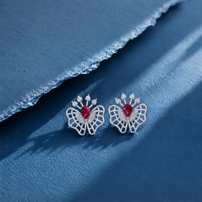 Butterfly Ruby Diamond Earrings