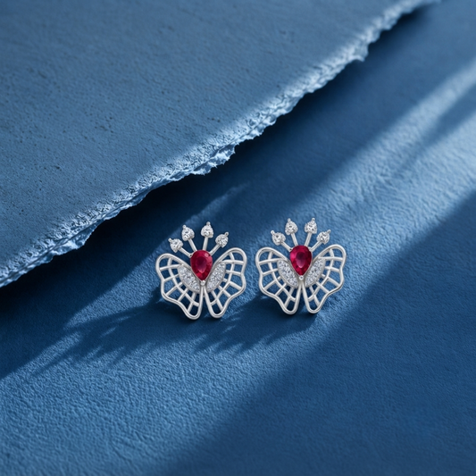 Butterfly Ruby Diamond Earrings