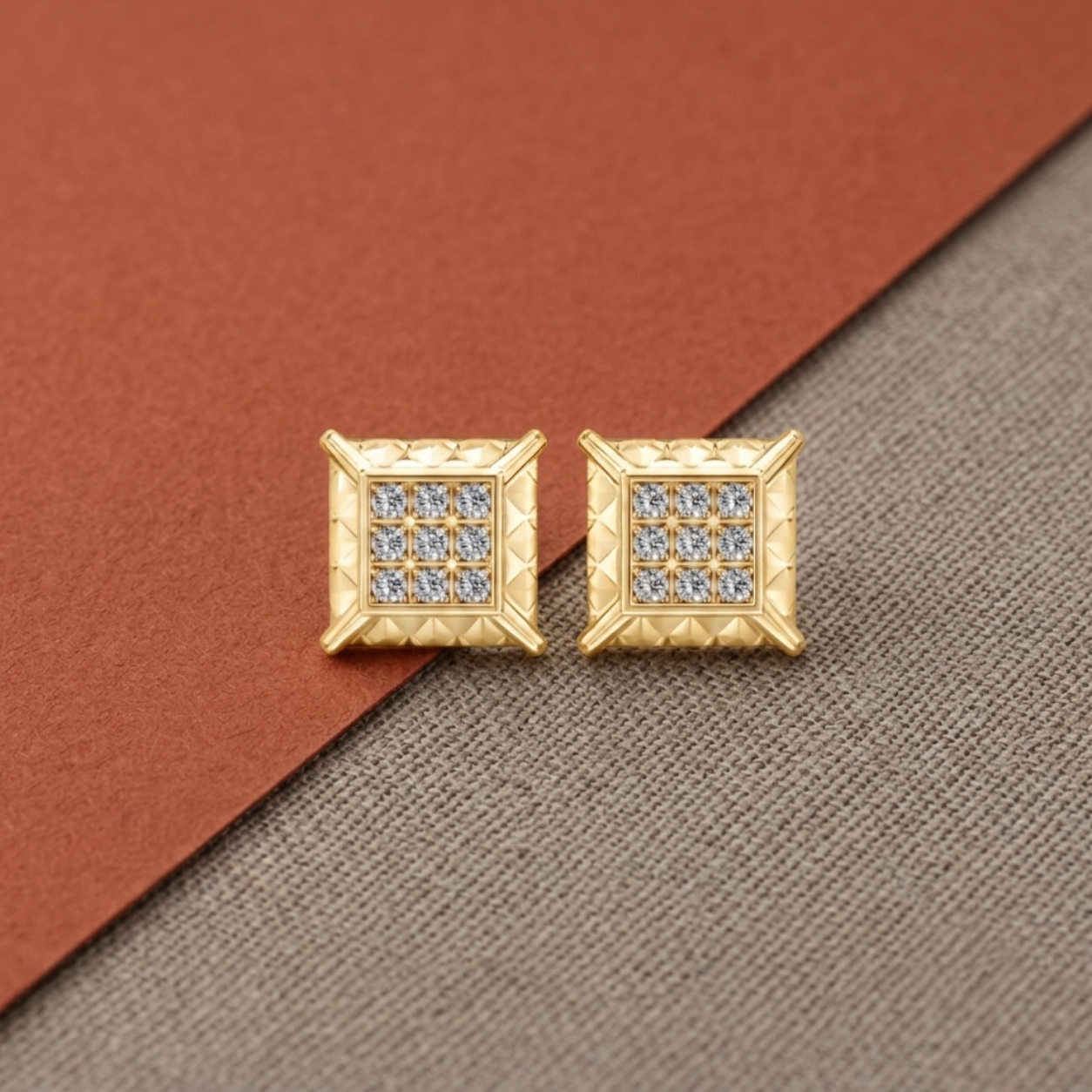 Imperia Square Diamond Stud Earrings