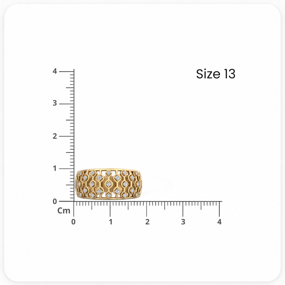 Kashish Royal Jali Lattice Wide Diamond Band Ring