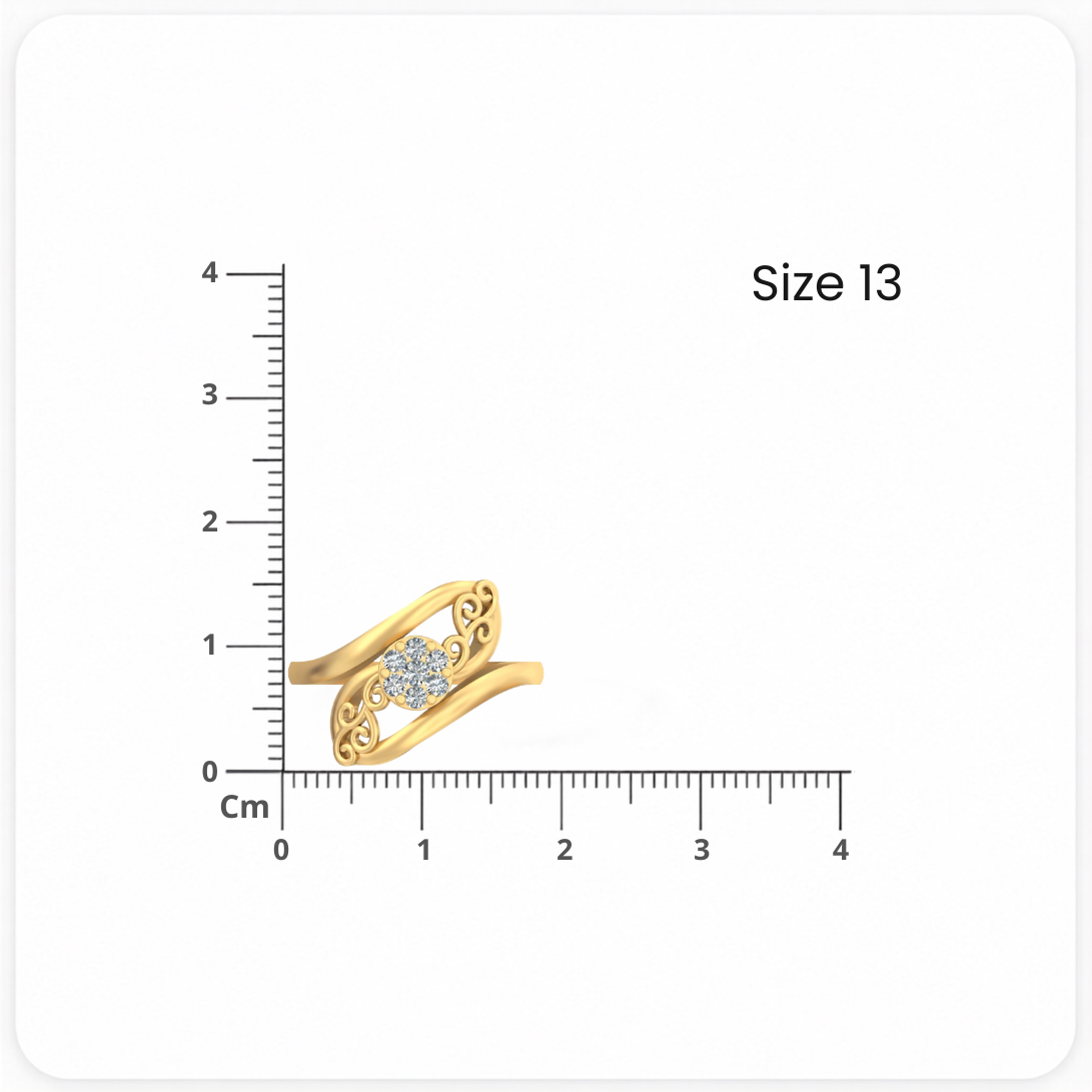 Kashish Vintage Vine Floral Cluster Diamond Bypass Ring