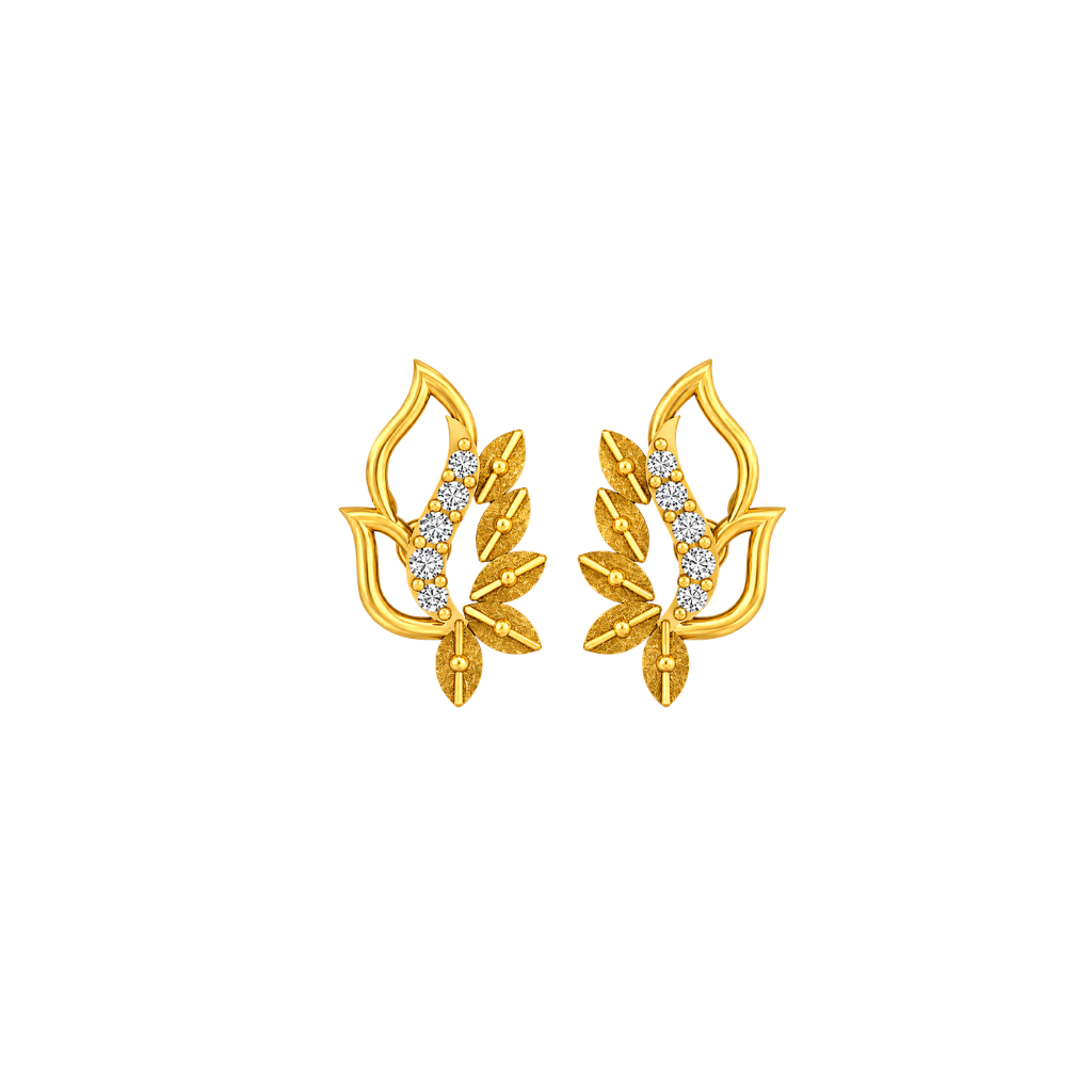 Nature's Whisper Leaf Diamond Stud Earrings
