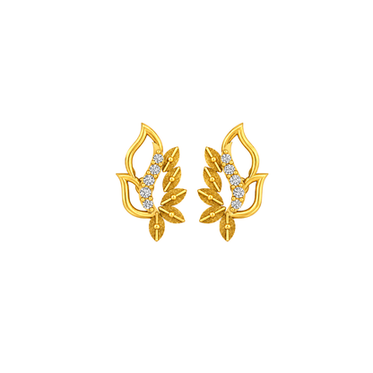 Nature's Whisper Leaf Diamond Stud Earrings