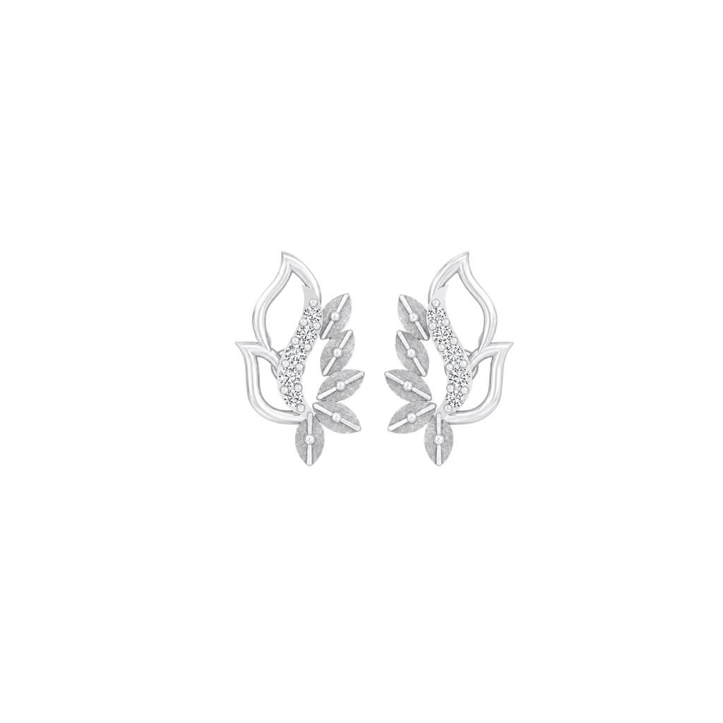 Nature's Whisper Leaf Diamond Stud Earrings