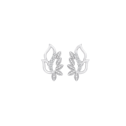 Nature's Whisper Leaf Diamond Stud Earrings