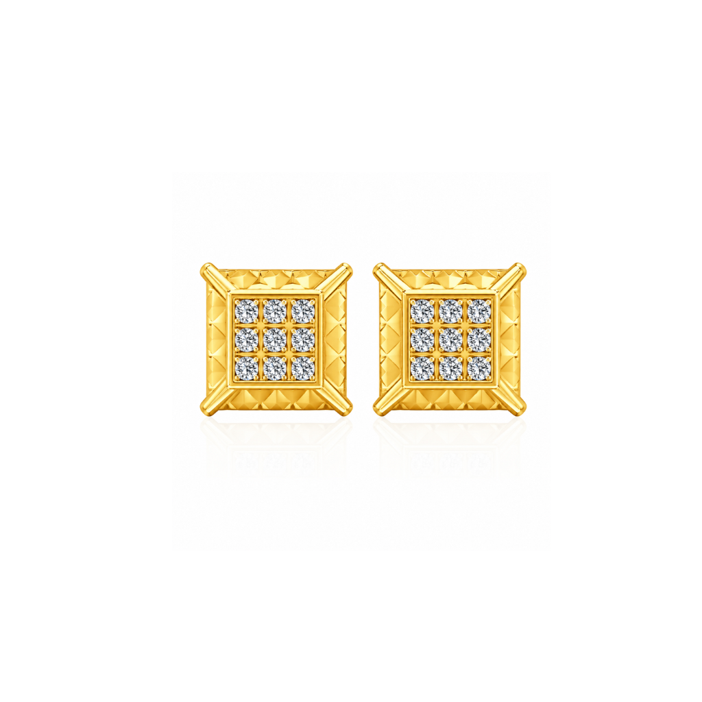 Imperia Square Diamond Stud Earrings