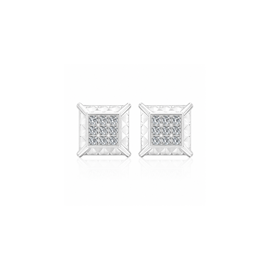 Imperia Square Diamond Stud Earrings
