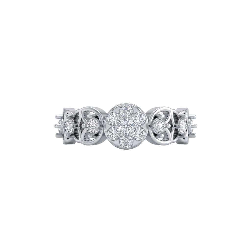 Kashish Floral Eternity Diamond Ring in Gold & 925 Silver