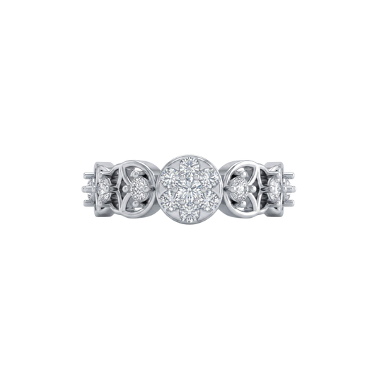 Kashish Floral Eternity Diamond Ring in Gold & 925 Silver