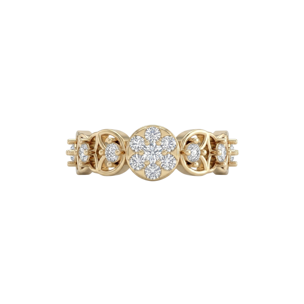 Kashish Floral Eternity Diamond Ring in Gold & 925 Silver