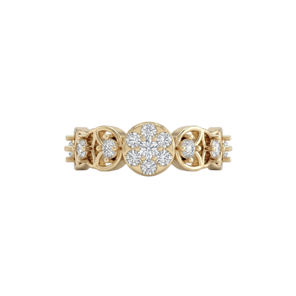 Kashish Floral Eternity Diamond Ring in Gold & 925 Silver