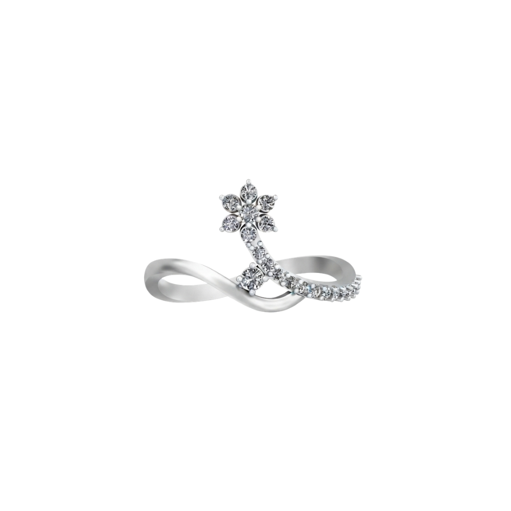Kashish Blooming Flower Vine Wavy Diamond Ring