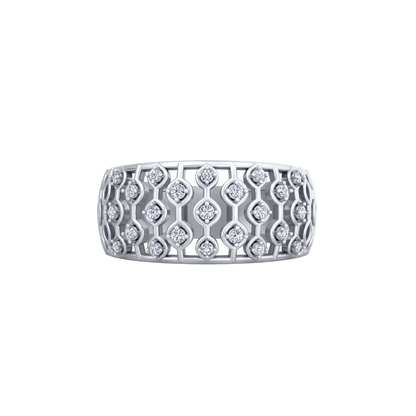 Kashish Royal Jali Lattice Wide Diamond Band Ring