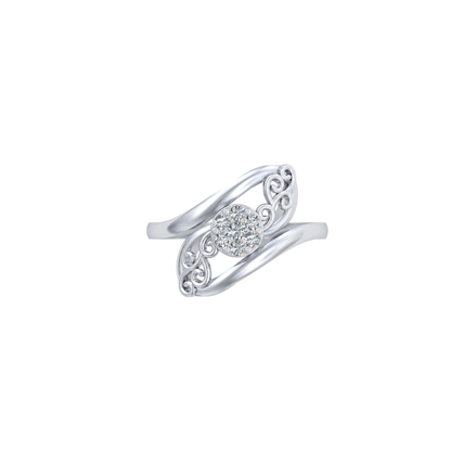Kashish Vintage Vine Floral Cluster Diamond Bypass Ring