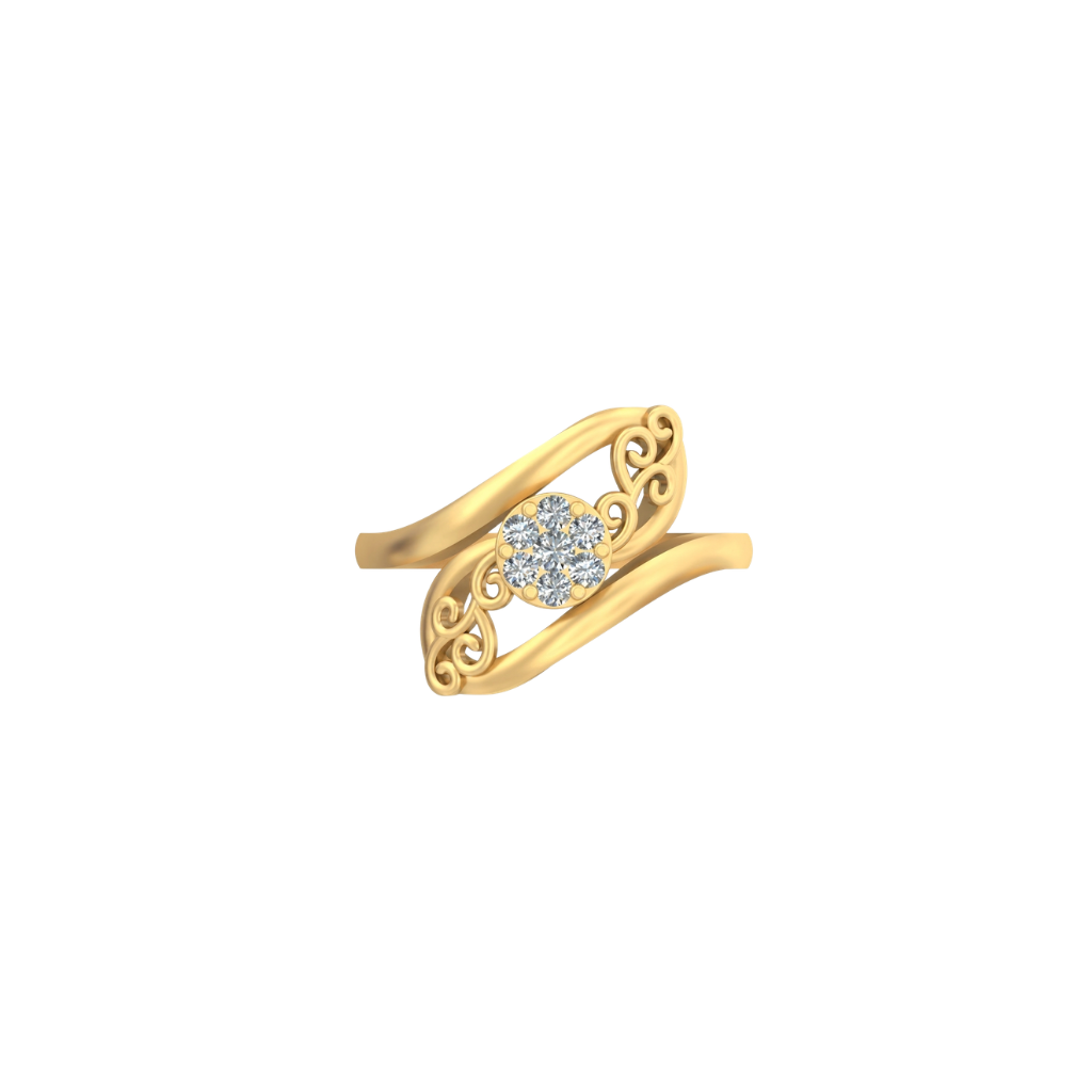 Kashish Vintage Vine Floral Cluster Diamond Bypass Ring
