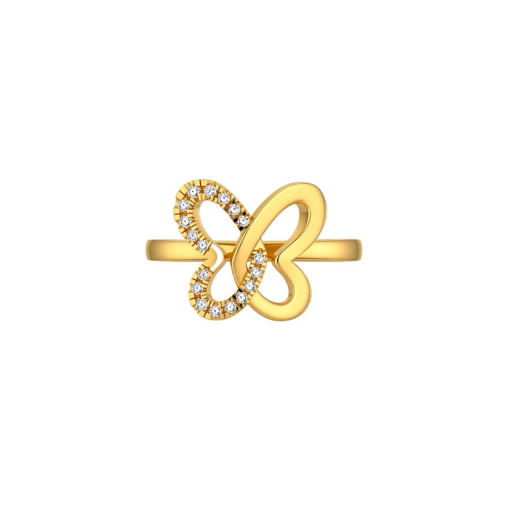 Kashish Interlocking Dual Butterfly Diamond Ring