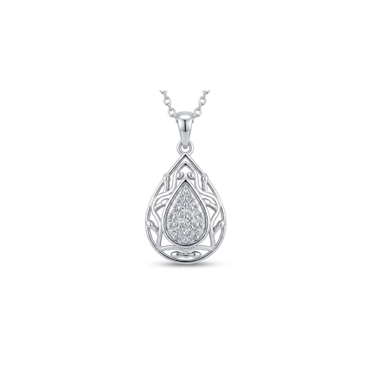 Gold anchor pendant with diamonds on a white background