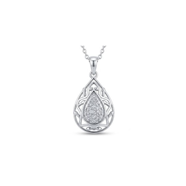 Gold anchor pendant with diamonds on a white background